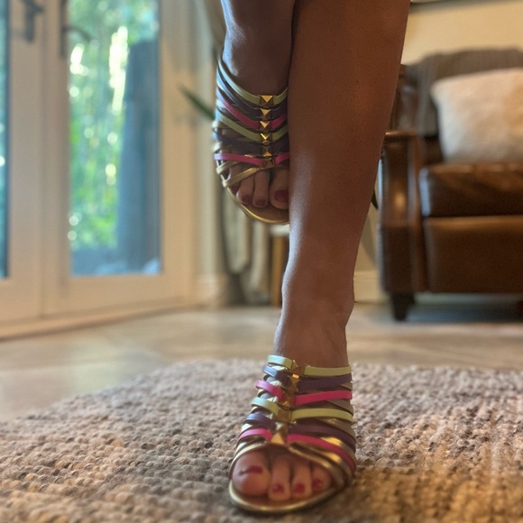 NEW! Valentino Multicolor leather Stiletto Sandals - Picture 9 of 9